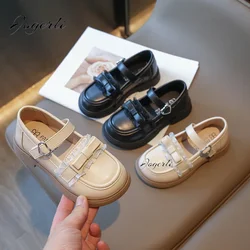 Girls PU Leather Shoes Autumn New Baby Bow Lace Princess Loafer Cute Style Soft Soled School Flats Footwear