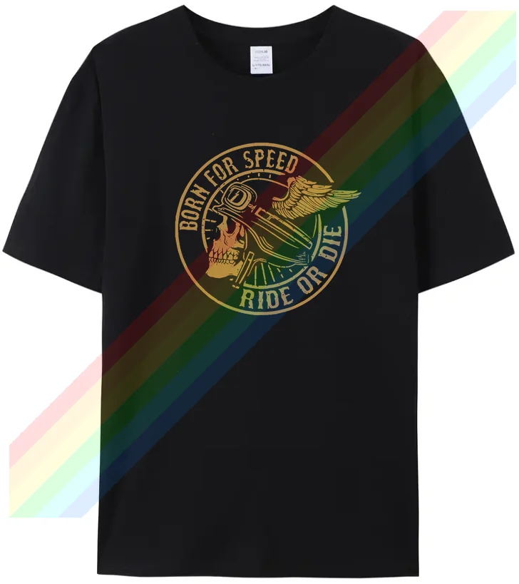 

2024 Summer Men's Fashion Indian Print Cotton T-Shirt Women's Motorcycle Comfortable Short Sleeve