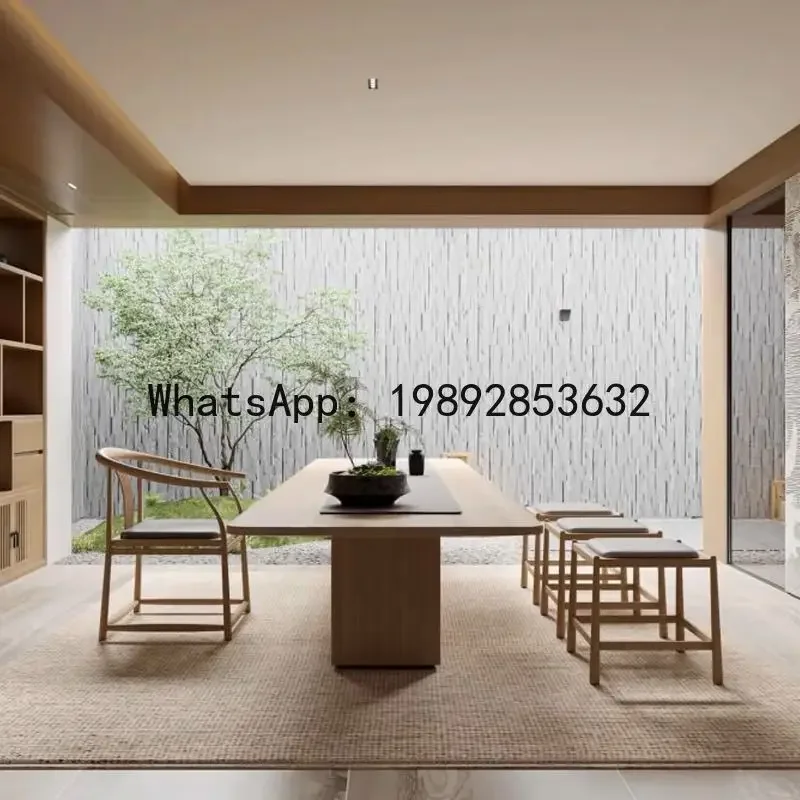 

a-16 new chinese style tea table and chair set - zen-inspired solid wood kung fu tea table, dual-purpose desk