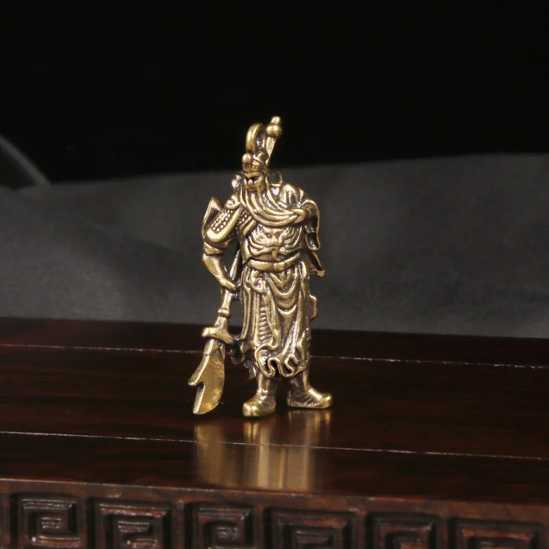 CH Brass Guan Gong Keychain Pendant - Guan Yunchang & Guan Yu God of War and Wealth Copper Sculpture Ornament Home Decor Items