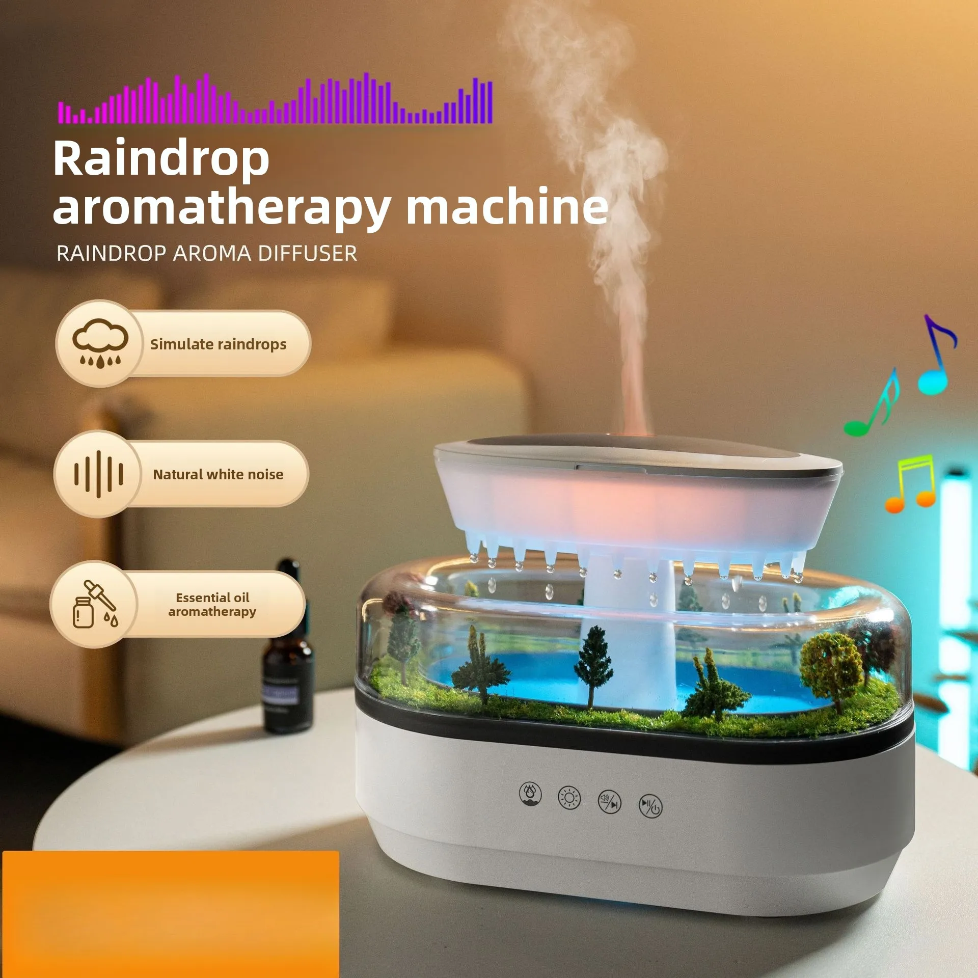 New Micro Landscape Aromatherapy Machine Colorful Atmosphere Household Bedroom Raindrop Aromatherapy Machine Humidifier