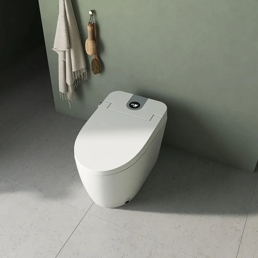 Bathroom Toilet,Cost-Effective One-Piece Intelligent Auto Open Tank-less Ceramic Warm Cover Remote Control Elongated S-Trap Bowl