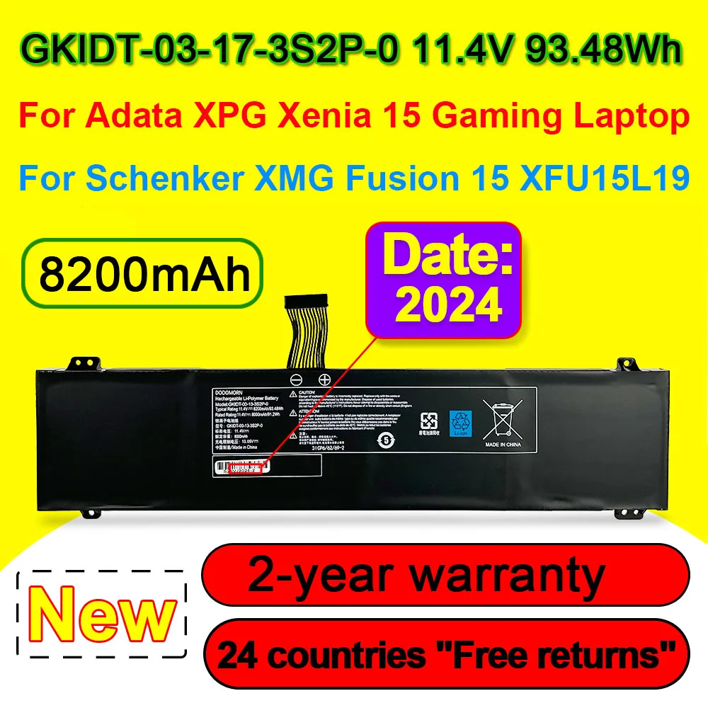 

For Adata XPG Xenia 15 Laptop Battery For Schenker XMG Fusion 15 XFU15L19 Series GKIDT-00-13-3S2P-0 8200mAh 11.4V 93.48Wh