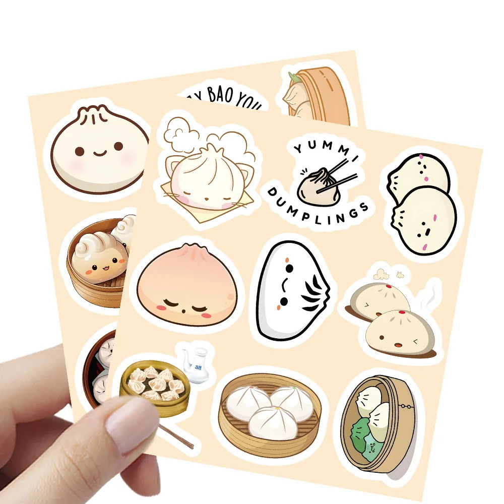 

10/30/54PCS Cartoon Creative Chinese Pasta Food Bun Card Sticker Fun Waterproof Graffiti Decal Kids Toy DIY Desk Stationery Box