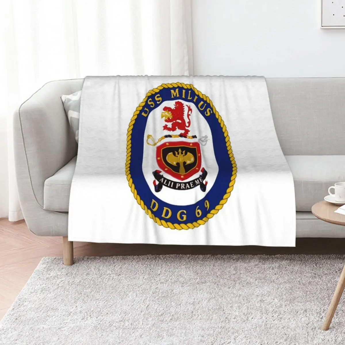 

DDG-69 USS Milius Crest Throw Blanket Stuffeds bed plaid Luxury Throw Warm Blankets
