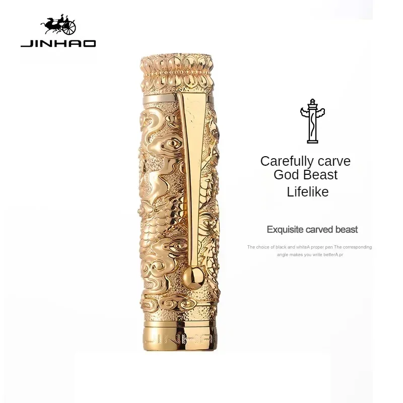 Jinhao Golden Ornamental Column Fountain Pen 1.0/0.5mm Elegant Luxury Collection Writing Ink Pens Stationery School Supplies