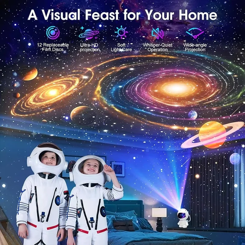 New Astronaut Galaxy Projection Light 12 Image Discs Galaxy Night Light Ceiling Atmosphere Lighting LED Space For BedRoom Decor
