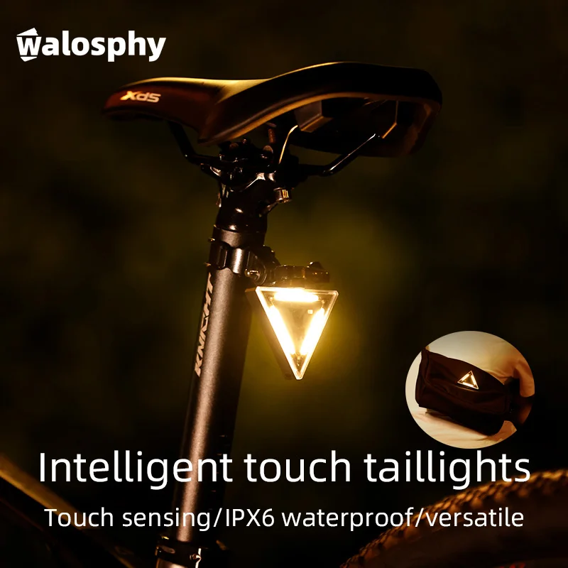 

Walosphy Portable Cycling Touch Sensing Taillight Multifunctional Bike Rear Light Waterproof Running Night Warning Light