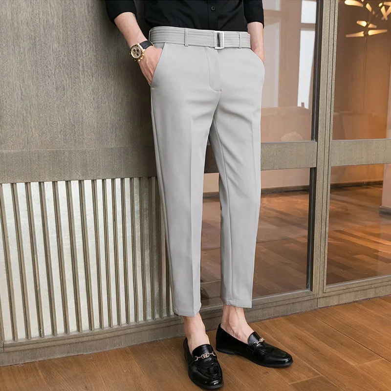 

2024 Men Spring Summer New Business Casual High Waist Trousers Male Solid Color Formal Pants Men's Formal Office Suit Pant I728