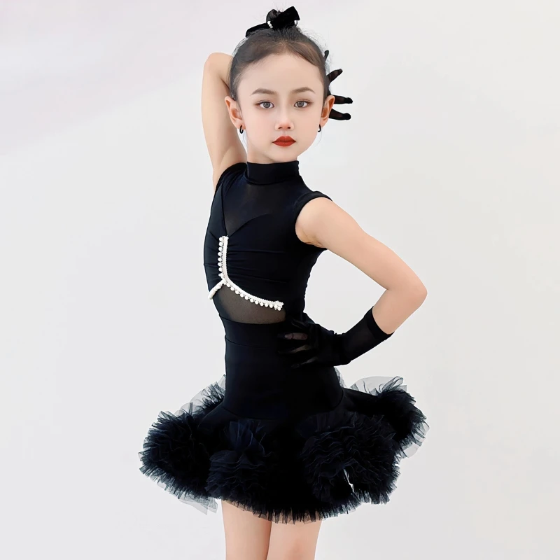 

Children's Latin dance costume 2025 new girls' autumn and winter practice training suit set with a high-end feel dance dress