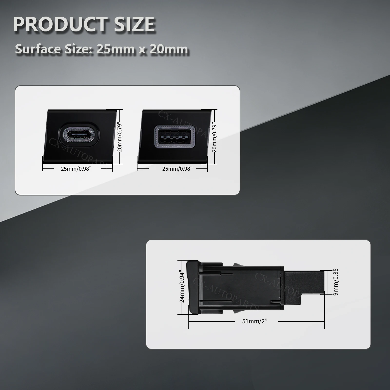 12V PD Typ-C & QC3.0 USB-A Auto-Ladeadapter Schnellladung mit Rotem Licht für VW Multivan T6 Transporter Armaturenbrett-Montage – Detail 1