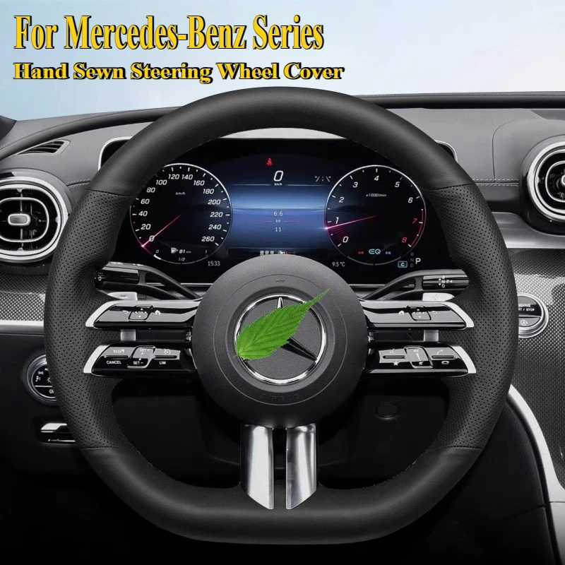 

DIY Hand Sewn Leather Steering Wheel Cover Wrap For Mercedes-Benz C260L E300l GLC260 GLC300 GLE450 GLBS Car Interior Accessories