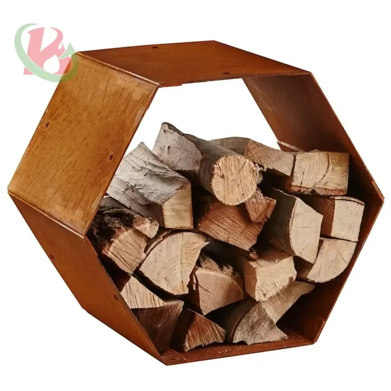 2024 Corten Steel Wooden Firewood Storage Rack Custom Firewood Storage for Collect Firewood