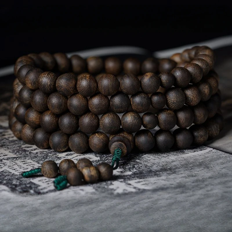 

Natural Vietnam Full Submerged White Kyara Nha Trang Agarwood Bracelet Buddhist Prayer Bracelet