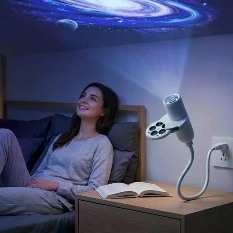 360° Rotating Star Projector Light, Interchangeable Slides Galaxy LED Projector, USB Powered Atmosphere Lamp