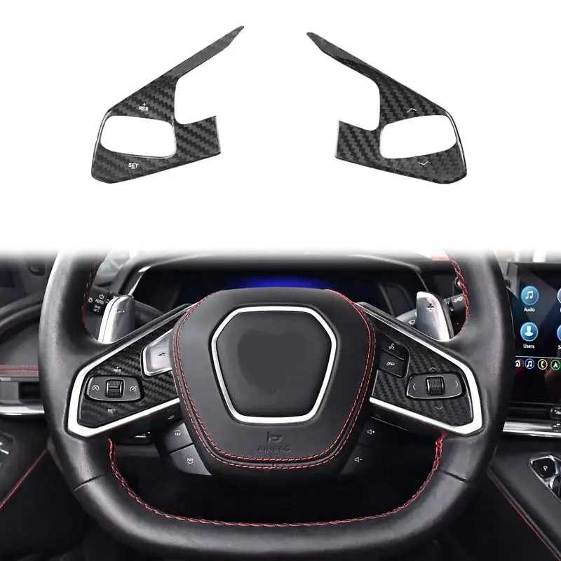 

Carbon Fiber Steering Wheel Remote Control Button Cover Trim for Corvette C8 2020+