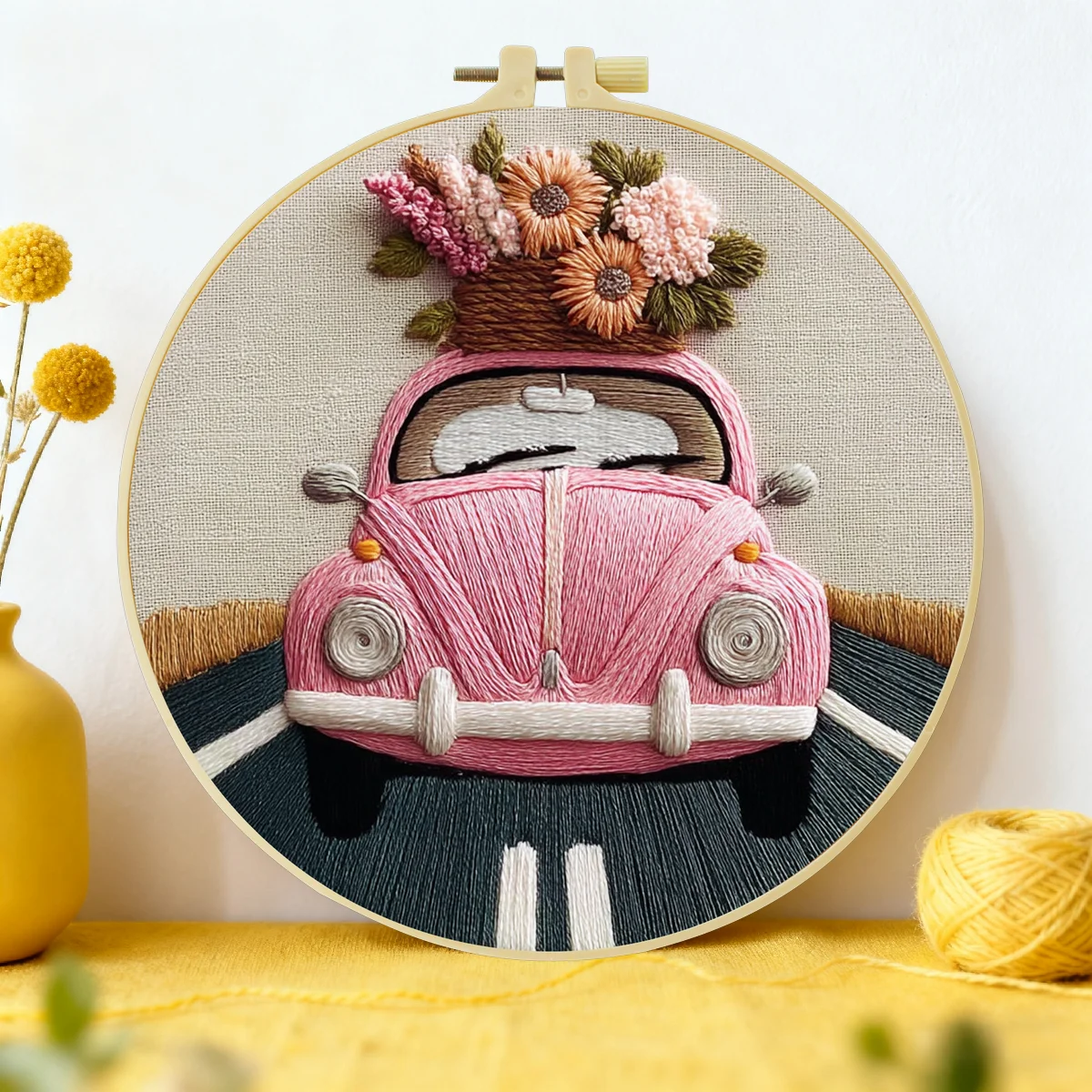 1 Stück 20X20CM/15X15CM 7,87/6,3 Zoll Auto-Stickerei-Starter-Kit DIY-Kit DIY-Stickerei-Set Handarbeiten Heimdekorations-Set für Anfänger – Detail 2