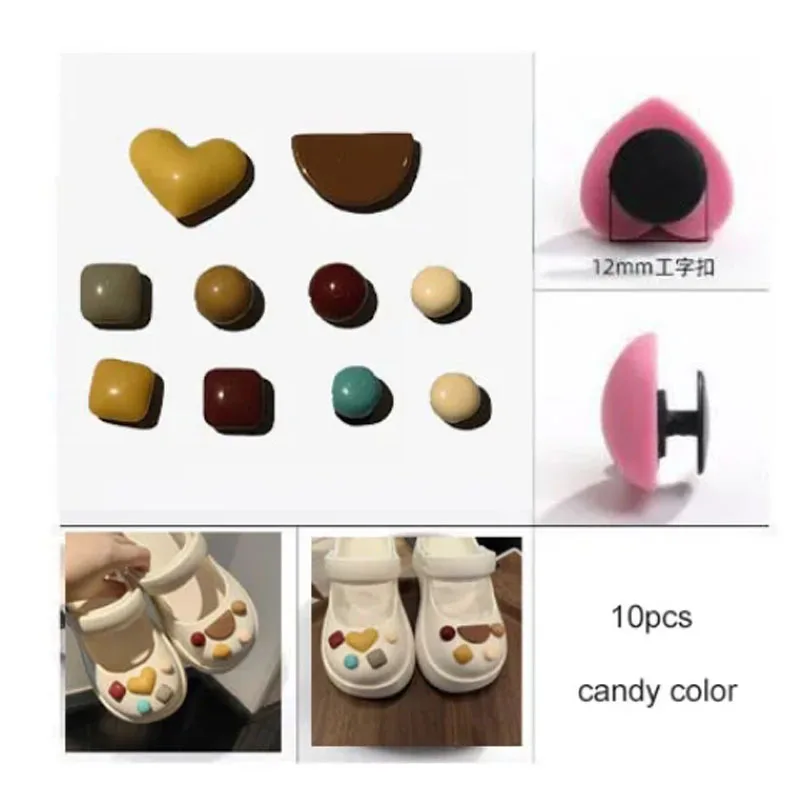 10pcs/set randond PVC Shoe Charms Decoration Buckle carton chocolate ice cream fruit acrylic M DIY combiation for clog sandals