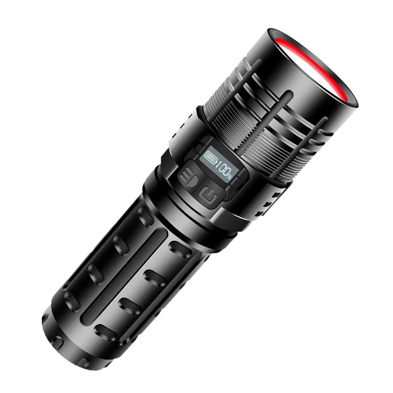 Ostre światło moda Latarka czarny przenośna Latarka Usb Camping polowanie Latarka Led Latarka Led Mocna
