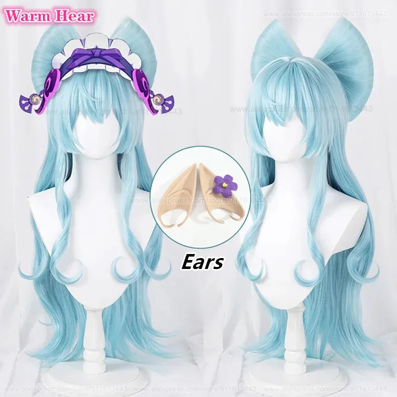 

Синтетический длинный синтетический парик Yumcemuki Mizuki 85 см, светло-зеленый парик и уши, термостойкие волосы, вечерние костюмы на Хэллоуин, аниме, парики gkl/6