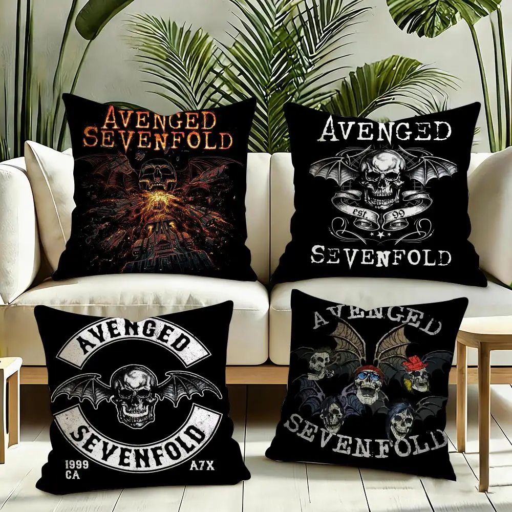 A-Avenged Sevenfold Band Cushion Cover Silky Short Plush Invisible Zipper Dustproof Sofa Pillow Case for Home Decor