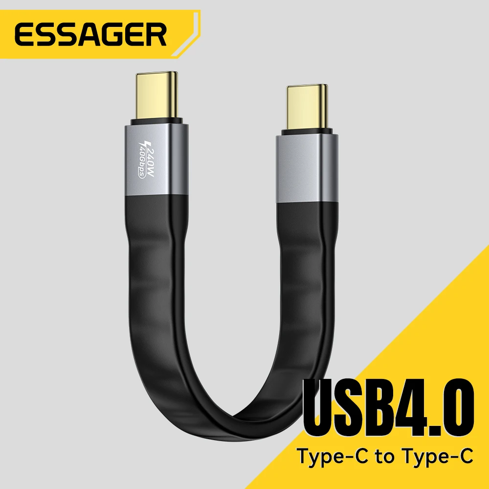 

Essager USB 4.0 Type-C Cable 40Gbps Data Transfer&8K@60Hz Video 240W PD Fast Charging For MacBook iPhone Laptop Mobile Hard Disk