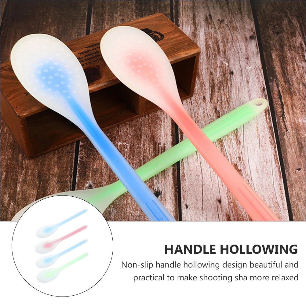 

4 Pcs Back Massage Stick Silicone Meridian Pat Body Care Tool Lightweight Portable Board Long Handle Muscle Relief Pain
