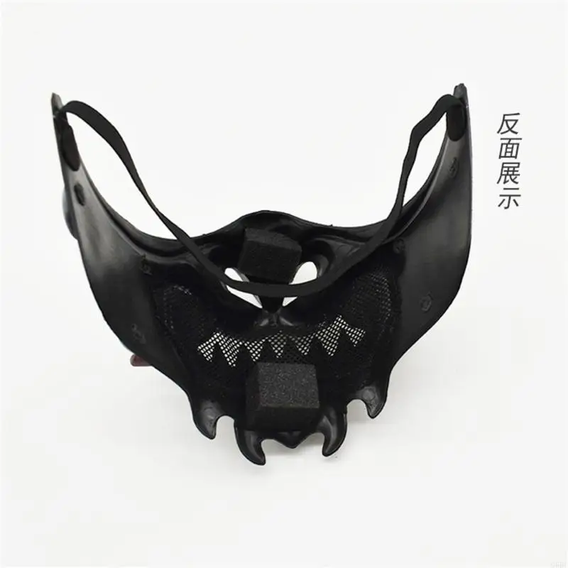 Teufel-Samurai-Maske Halloween Cosplay Furchtbare Zahnmaske Halbgesichtsmaske Maskerade-Maske Party-Maske Japanische Maske für Karneval – Detail 9