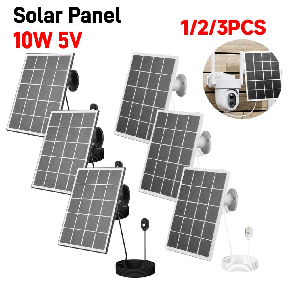 5V 10W Solar Panels For Eufy/Ring For Arlo Ultra Camera Wall Mount Waterproof Solar Cell System With 9.8ft Power Cable 1/2/3PCS