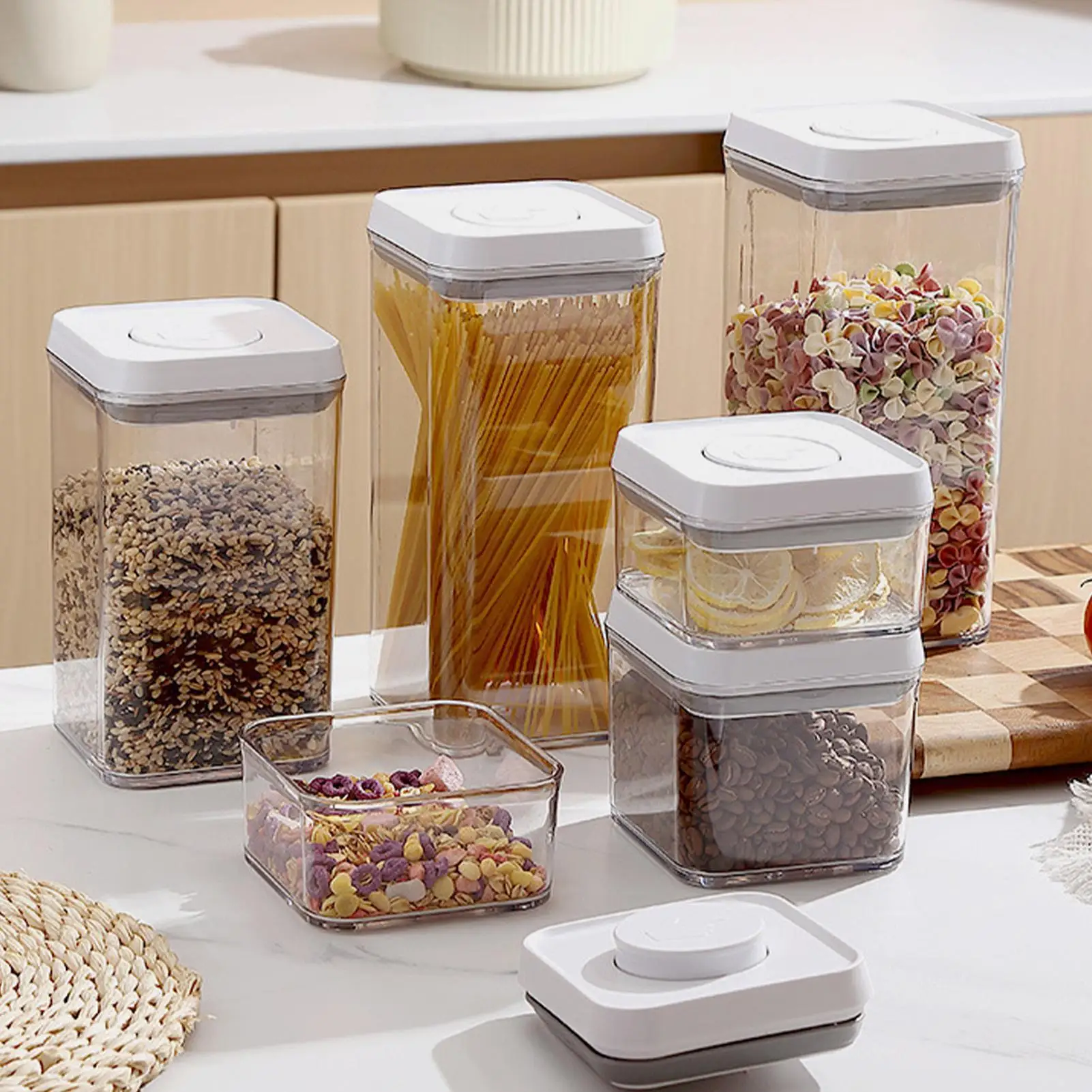 Cereal Container Kitchen Airtight Jars Clear Stackable Sealed Jar for Rice Pet Food Home Bakers Pantry Organizers Dried Fruits