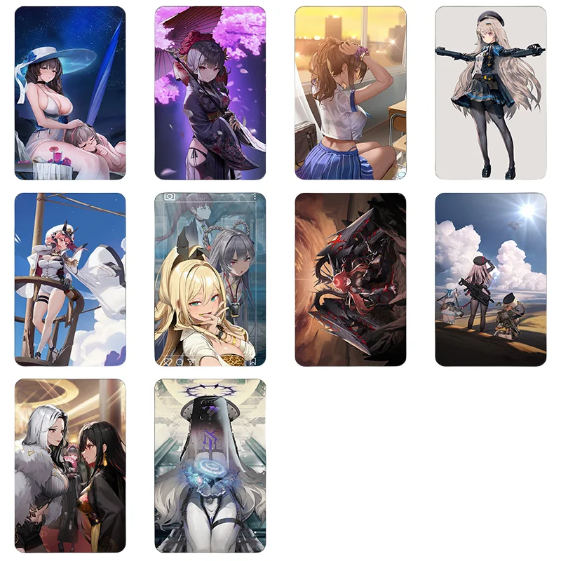 10Pcs/Set ACG NIKKE The Goddess of Victory Card Sticker Alice Biscuit Dorothy Anime Game Characters DIY Crystal Card Surface Toy