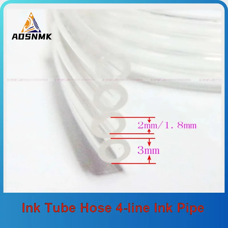 5M 4 lines four ways UV ink tube for large format inkjet UV flatbed printer black ink pipe hose 3*2mm 4*3mm 5*3mm 6*4mm