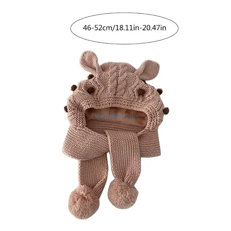 K9FF قبعة شتوية للأطفال وشاح للرقبة قطعة واحدة قبعة صغيرة للأطفال لحماية الأذن #6