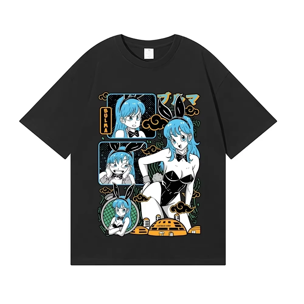 New Dragon Ball Bulma Japanese Style Classic Tee High-quality Streetwear T-shirt Suitable for Both Men and Women Summer Top