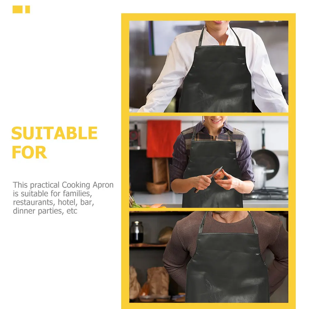 

1PC Black Waterproof PU Apron 1M 65CM Oil Proof Kitchen Gardening Butcher Workwear Set Sleeves Comfortable Cooking