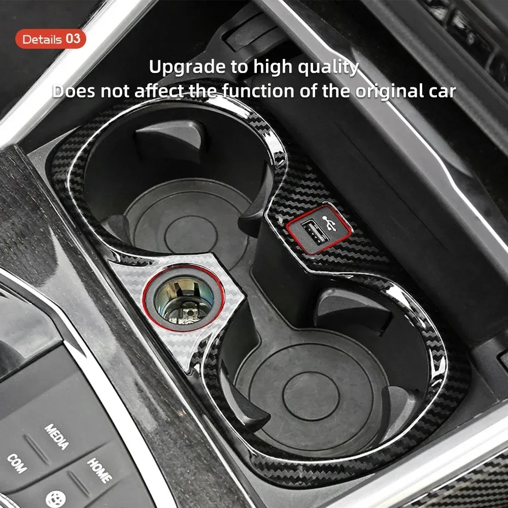 Car Accessories For BMW 3Series G20 G28 2019-2021 ABC Carbon Fiber Center Console Water Cup Holder Cover Trim Decor Sticker