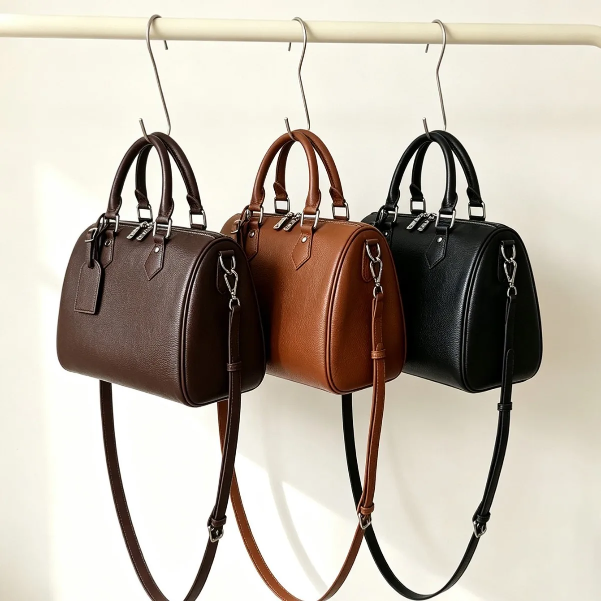 Zency Women's Genuine Leather Boston Bag Retro Shoulder Bag Large Capacity New Trendy Cross Body Fashion Top Handle Handbag