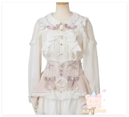 

Liz Japanese New 2025 Mass-produced Lolita Embroidered Doll Collar White Shirt Summer Versatile Cute Sweet Short-sleeved Top