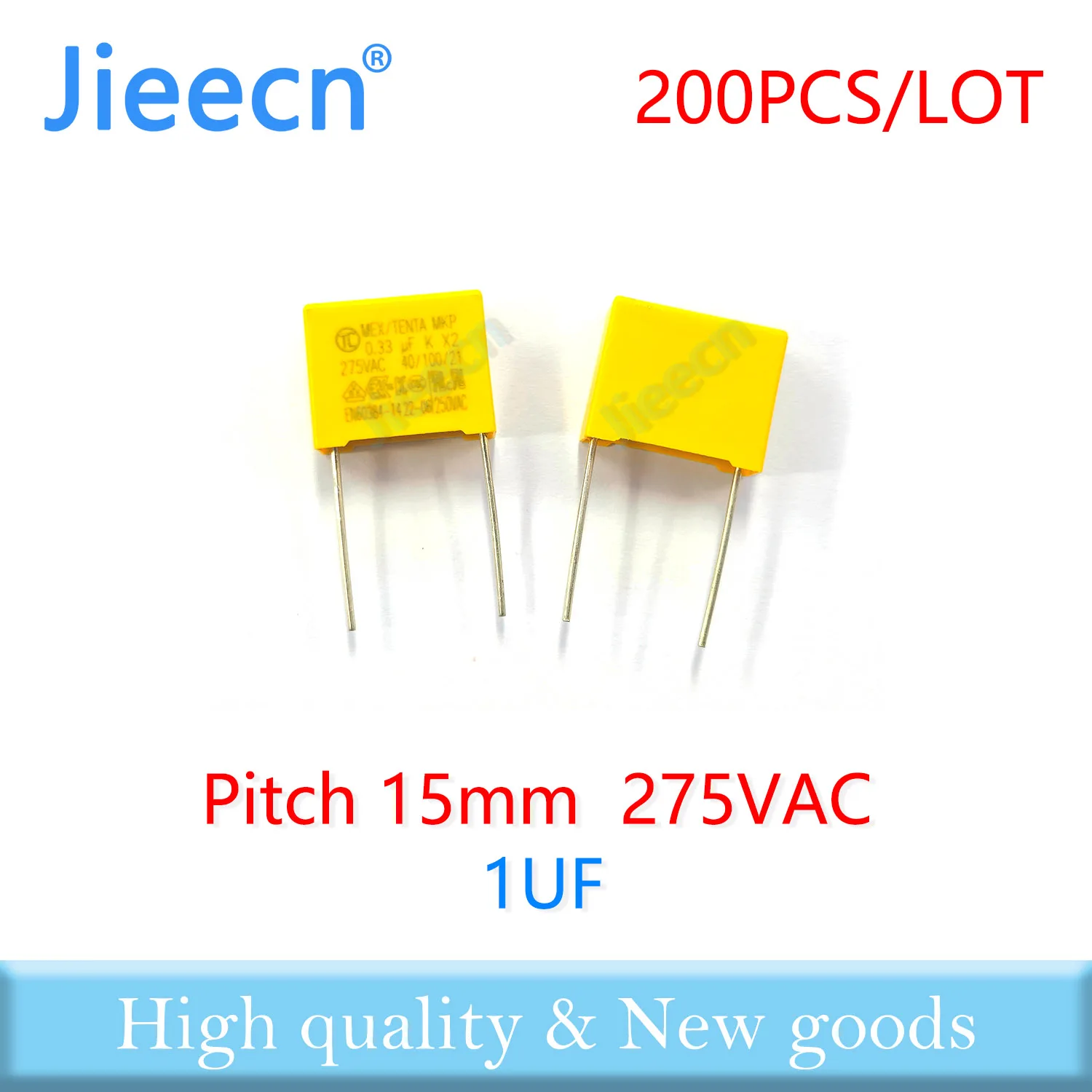 

200PCS Pitch 15mm X2 Safety Correction Capacitor 275VAC 1UF 105 1000NF High Quality