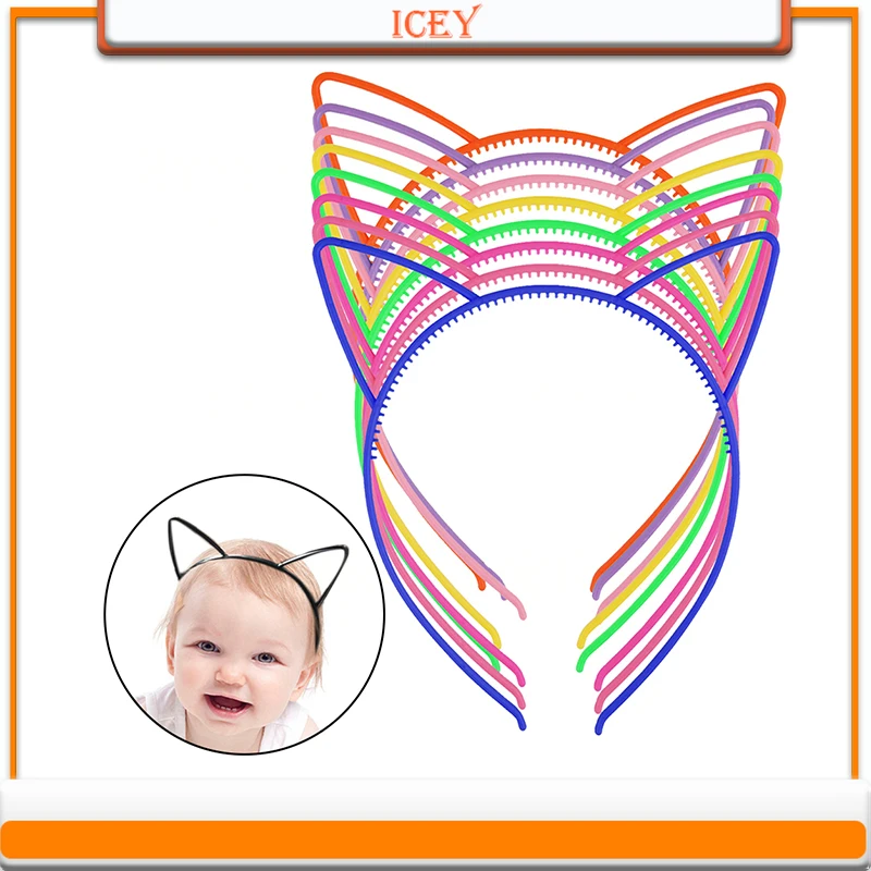 12pcs Sexy Cat Ear Headbands Women Hair Hoop Headwear Animal Hairbands Plastic ABS Hair Accessories for Children Birthday Party