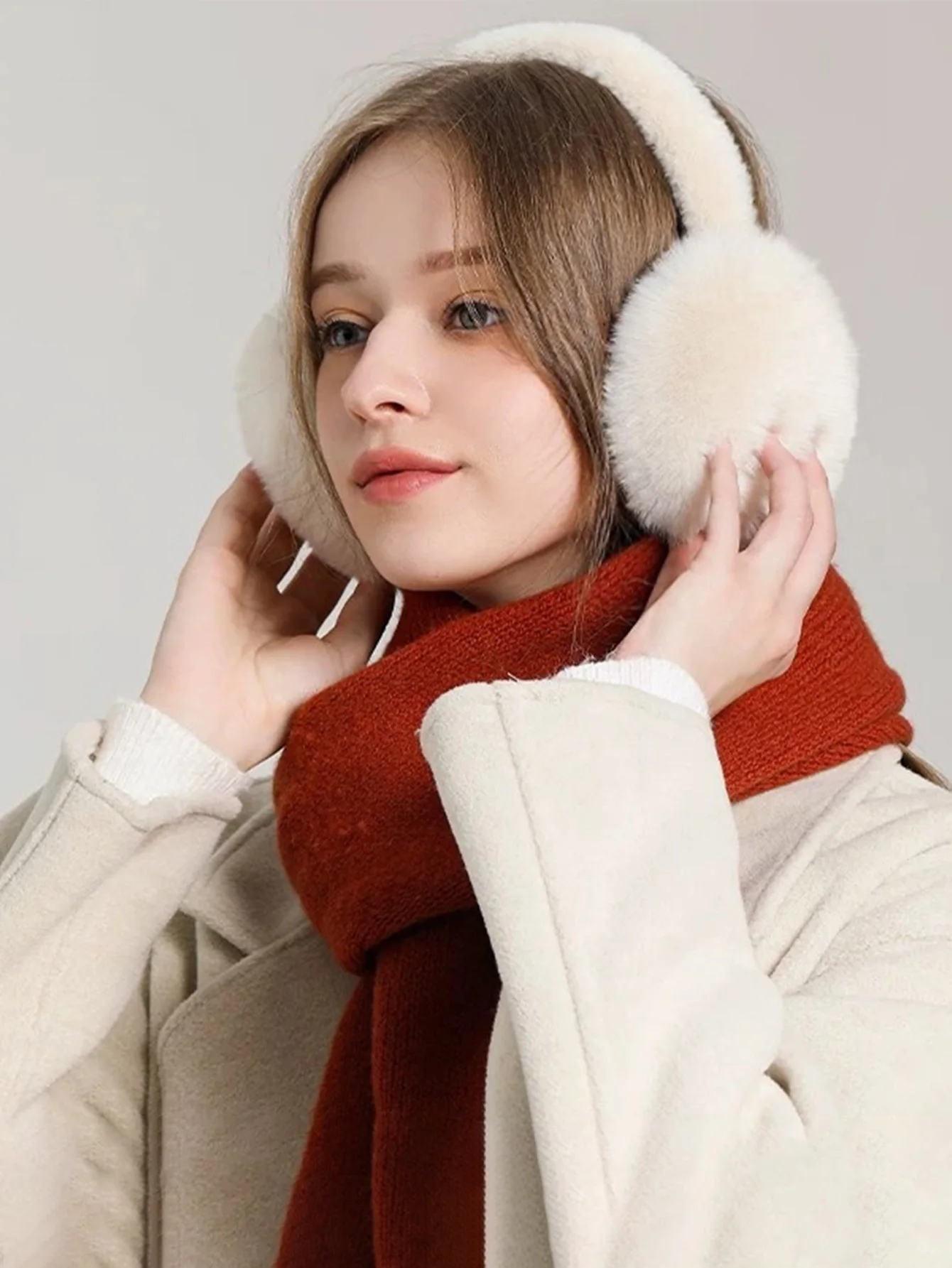 1pc Winter Ear Warmer With Faux Rabbit Fur, Warm Fleece-Lined Foldable Ear Muffs, Windproof And Foldable Ear Cover