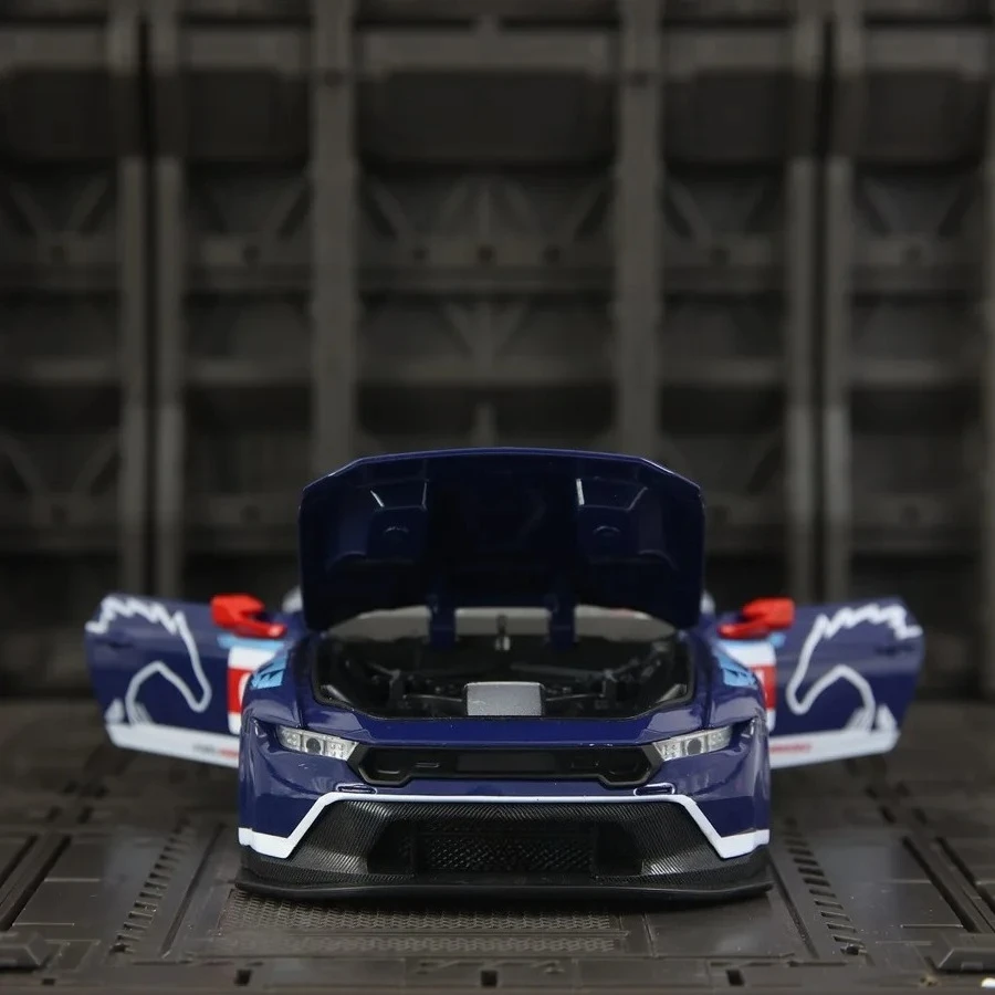 For 1:24 Simulation Mustang GT3Rally Racing Alloy Car Model 3 Door Opening with Sound and Light Toy Car Gift Advanced Collection
