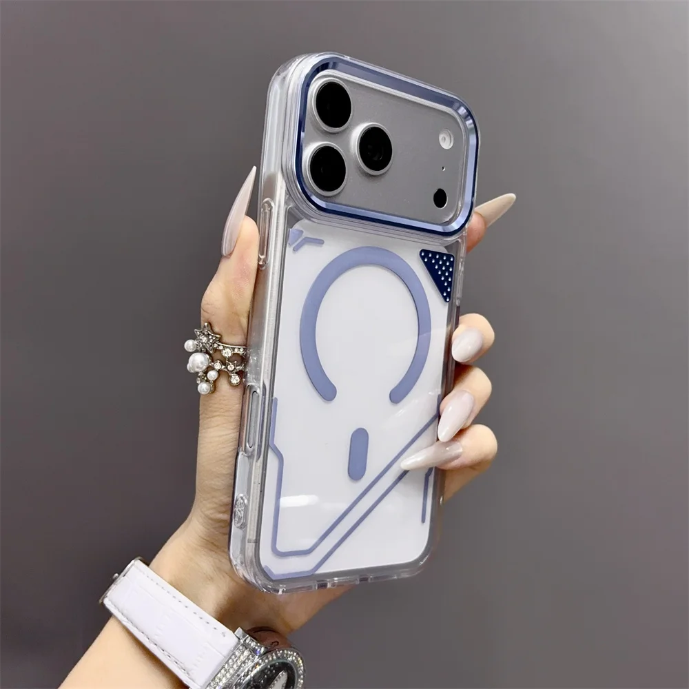 Luxuriöse Transparente Magsafe Magnetische Hülle für iPhone 18 Pro Max 17 Pro 16 15 14 13 Metall-Kamerarahmen Klare Stoßfeste Abdeckung – Detail 10