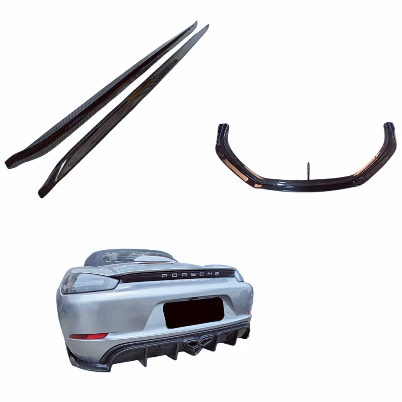 

TK Style Dry Carbon Fiber Front Bumper Edge Front Lip Side Skirt Rear Diffuser for the 16-20 Porsche 718 Cayman Boxster Body Kit