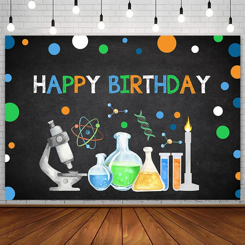 Happy Birthday Photography Backdrop Chemistry Experiment Science Party Backgrounds Decor For Photo Studio Photozone