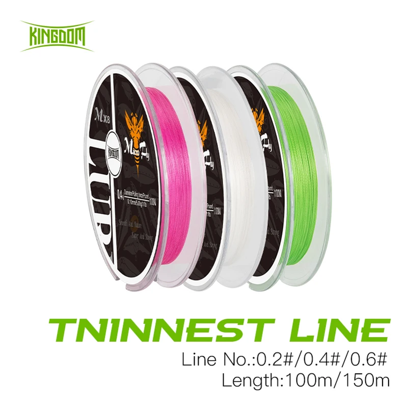 Kingdom THINNEST LINE Super Thin 0.2#/0.4#/0.6# 9-12LB Fishing PE Line 4 Braideds Multifilament Fishing Line For Carp Fishing