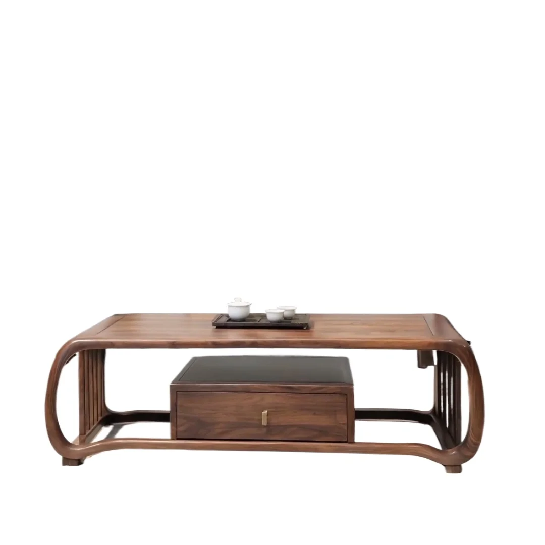 

Журнальный столик из черного ореха, журнальный столик из массива дерева, бытовой журнальный столик для хранения в гостиной