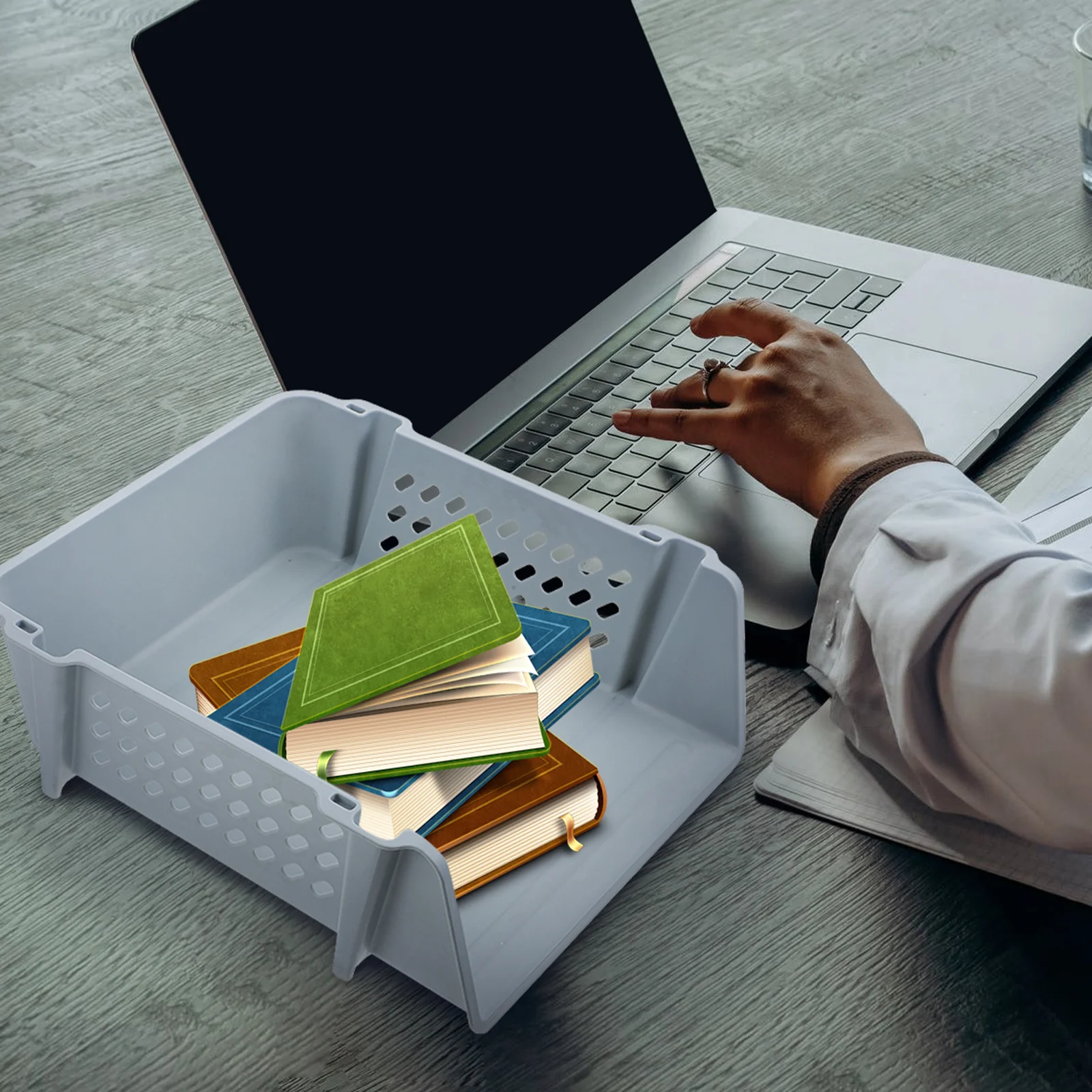 رف تخزين سطح المكتب قابل للتكديس منظم الملفات البلاستيكي متعدد الوظائف حامل أشتات منظم مستحضرات التجميل #1