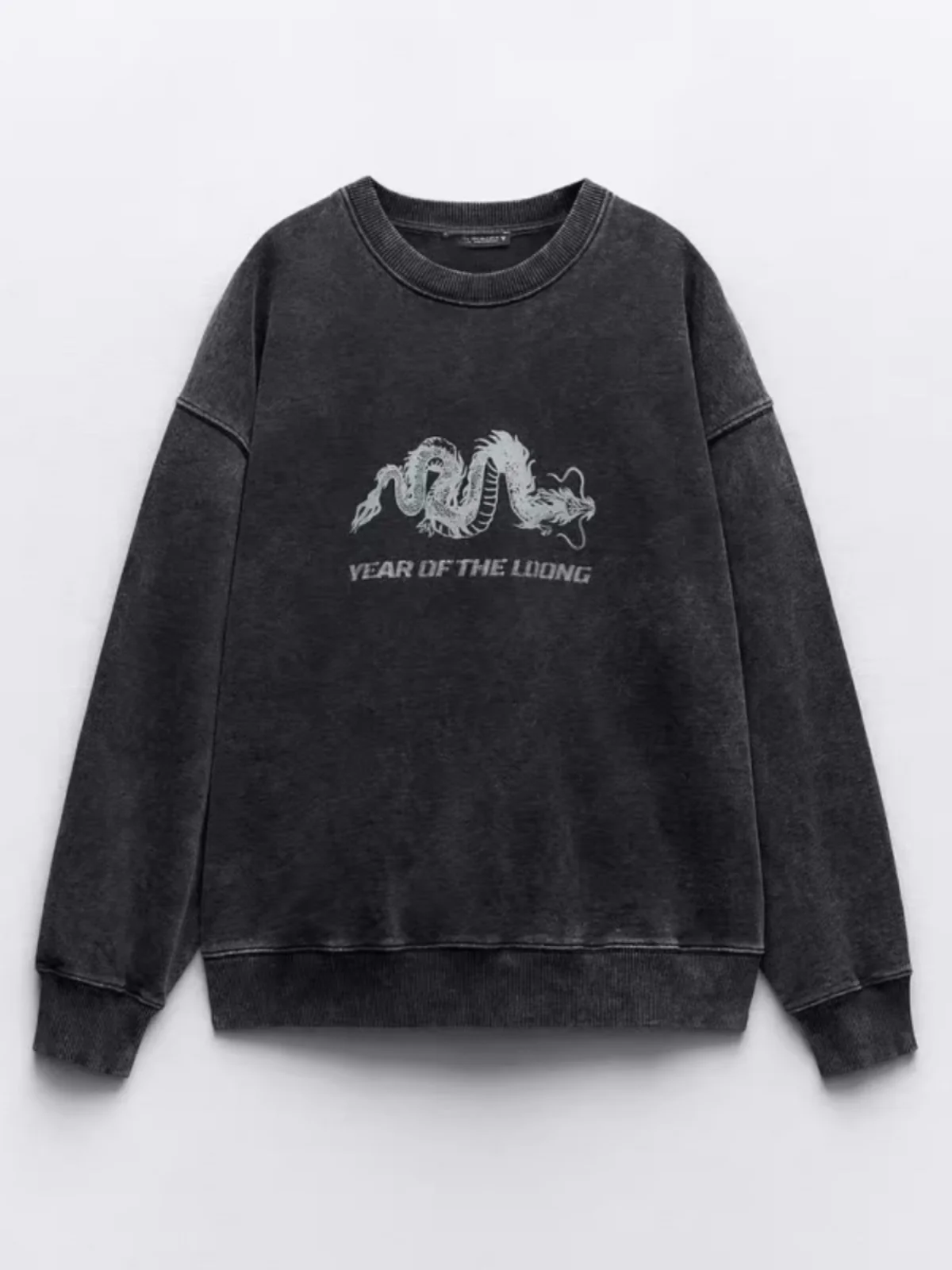 Primavera 2025 Serie Capodanno da donna Dragon Limit Felpa con stampa animalier americana rotonda Ne Long Sve Loose Fit Cotton Cre...