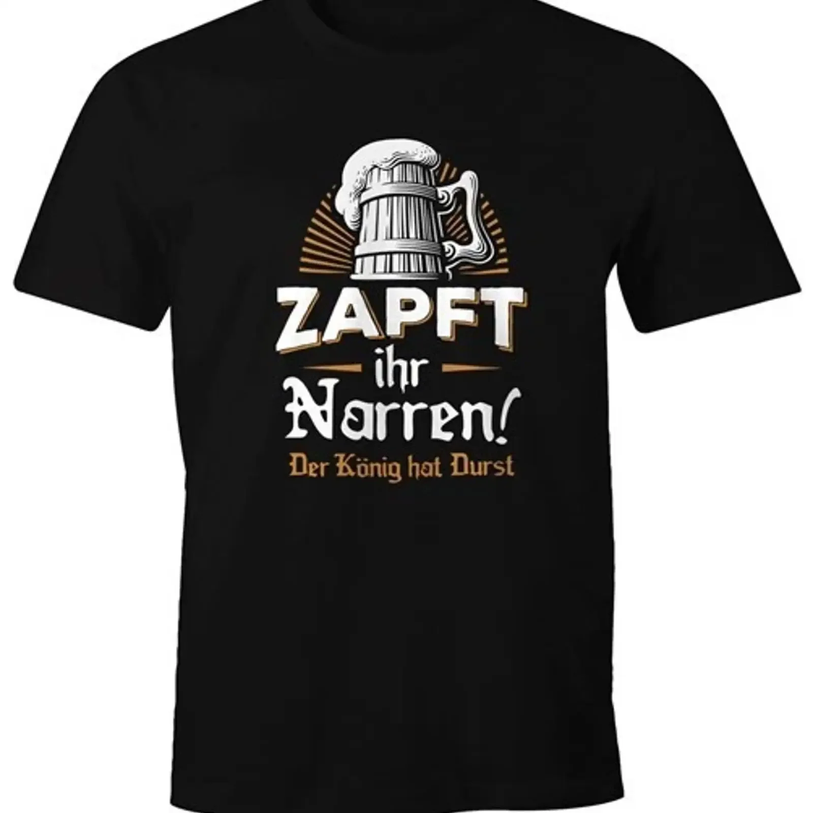 Camiseta Herren Zapft Ihr Narren der König hat Durst Bier Fun Moonworks vintage Washed Cómoda ropa de calle Unisex Versátil
